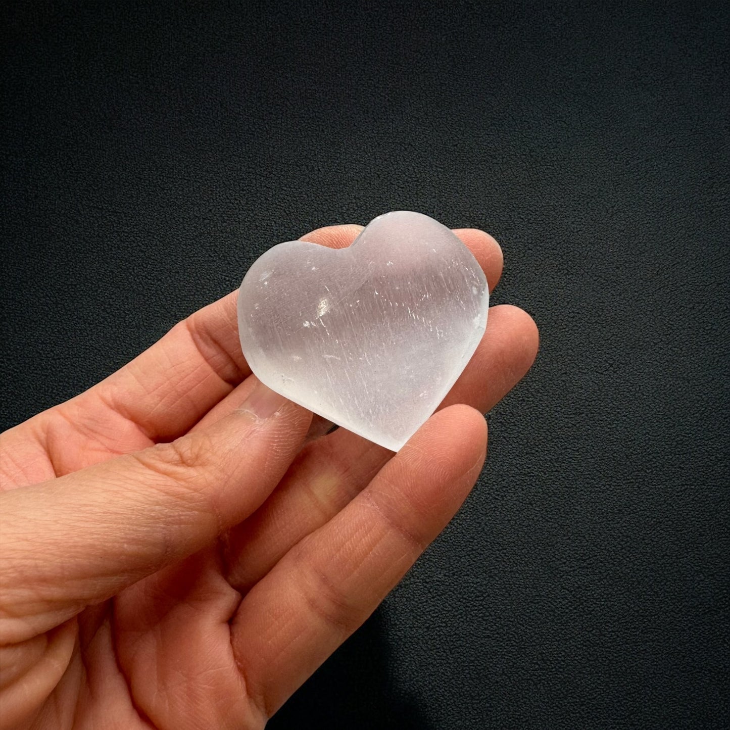 Heart Selenite Crystal Palm Stones