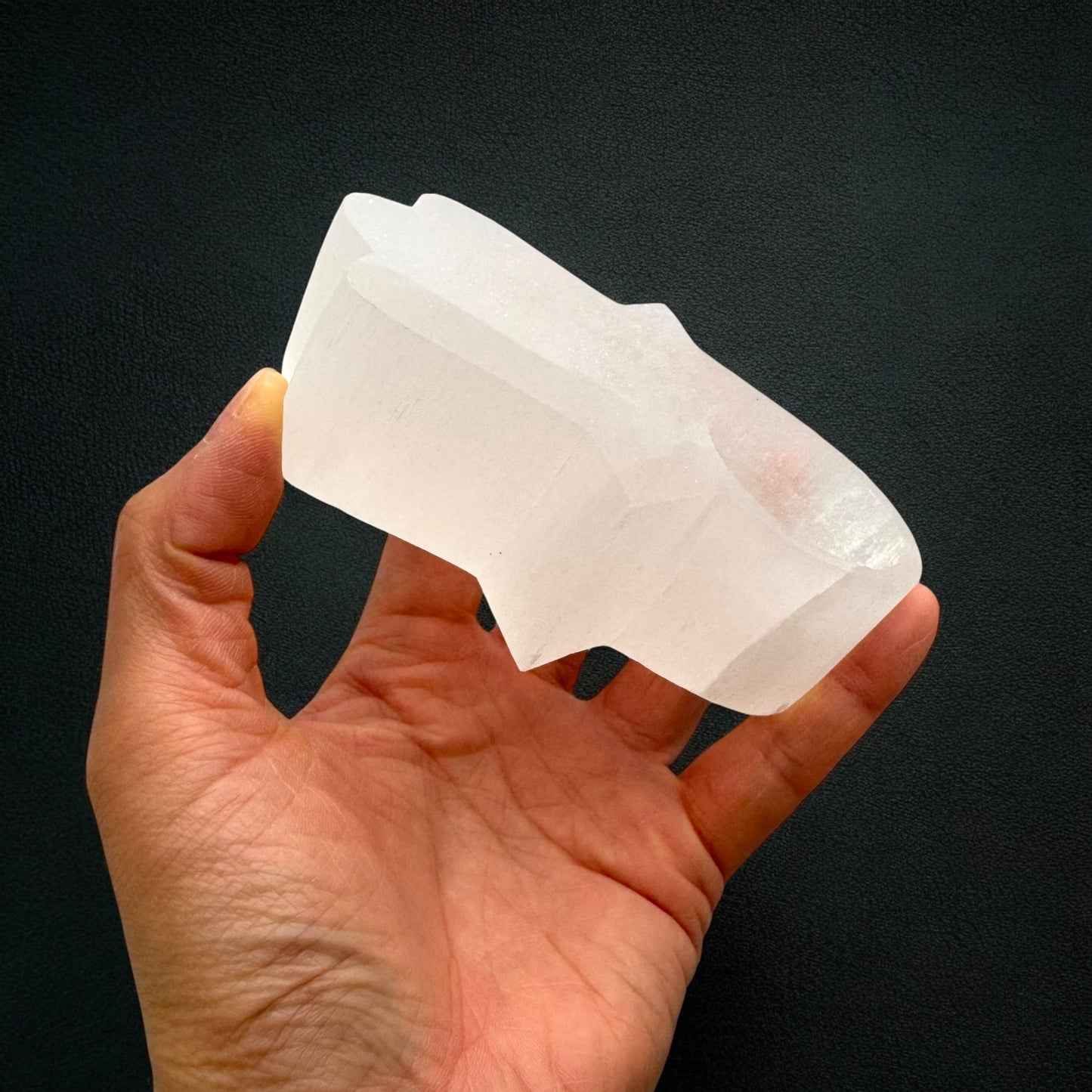 Hamsa Hand Selenite Crystal Candle Holder