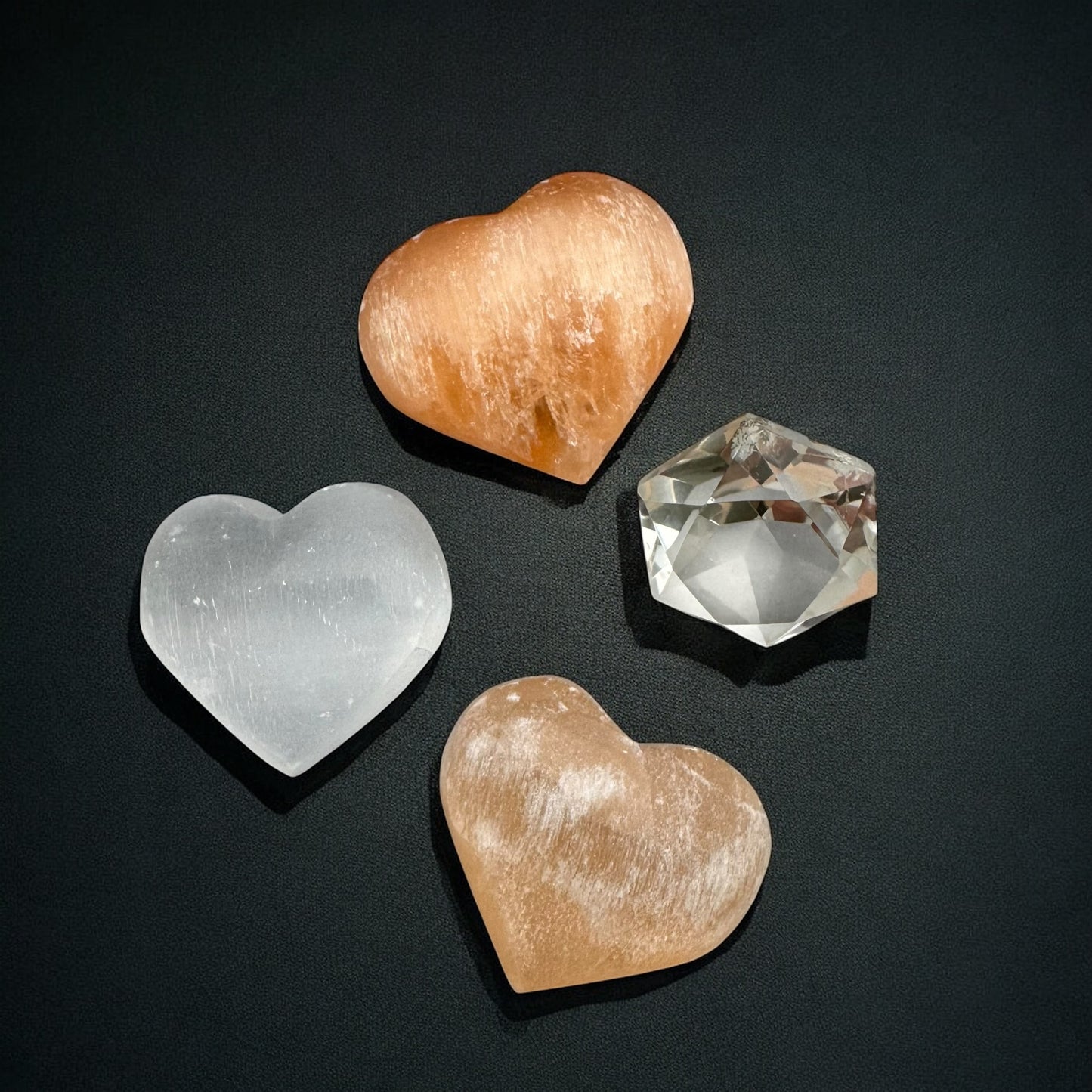 Heart Selenite Crystal Palm Stones