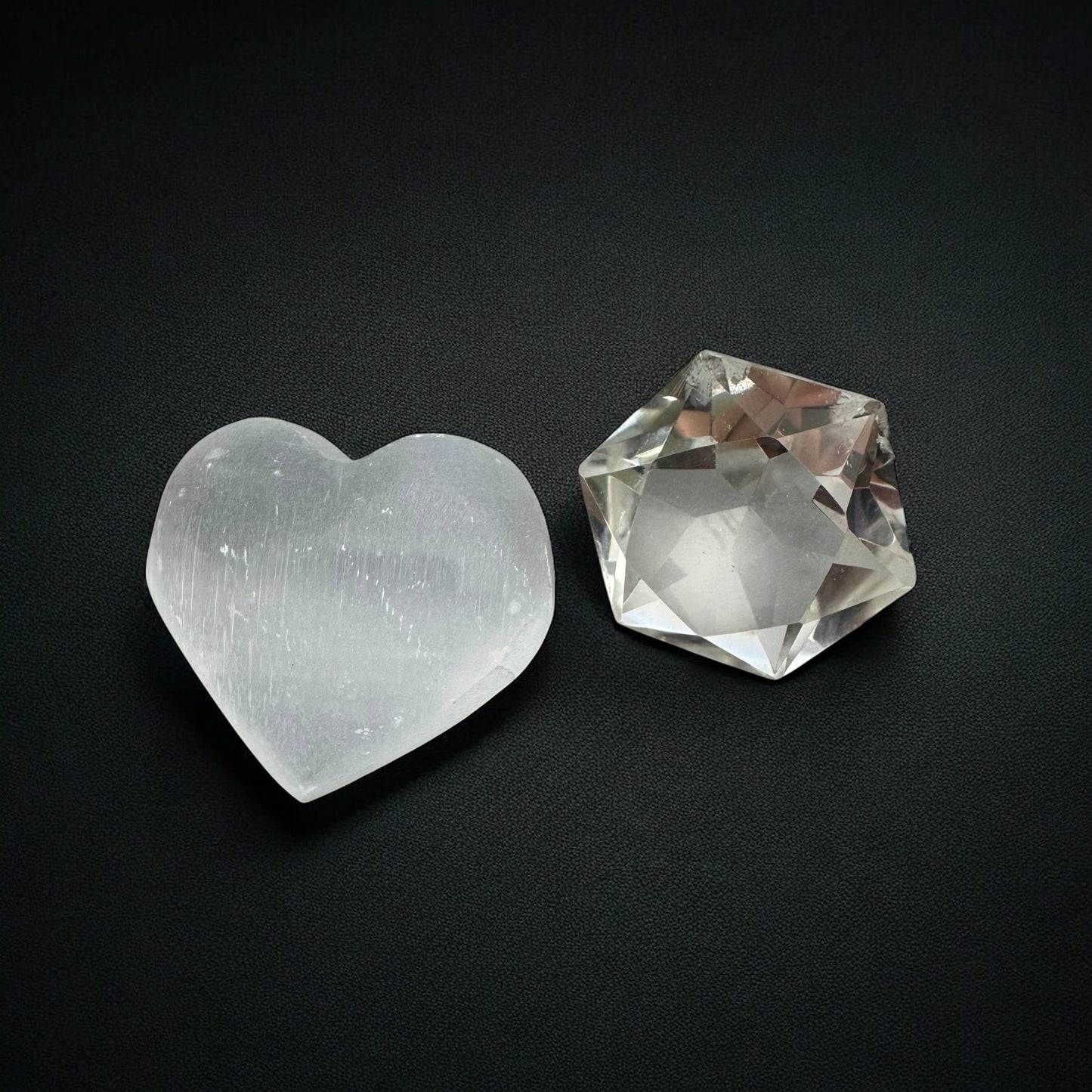 Heart Selenite Crystal Palm Stones
