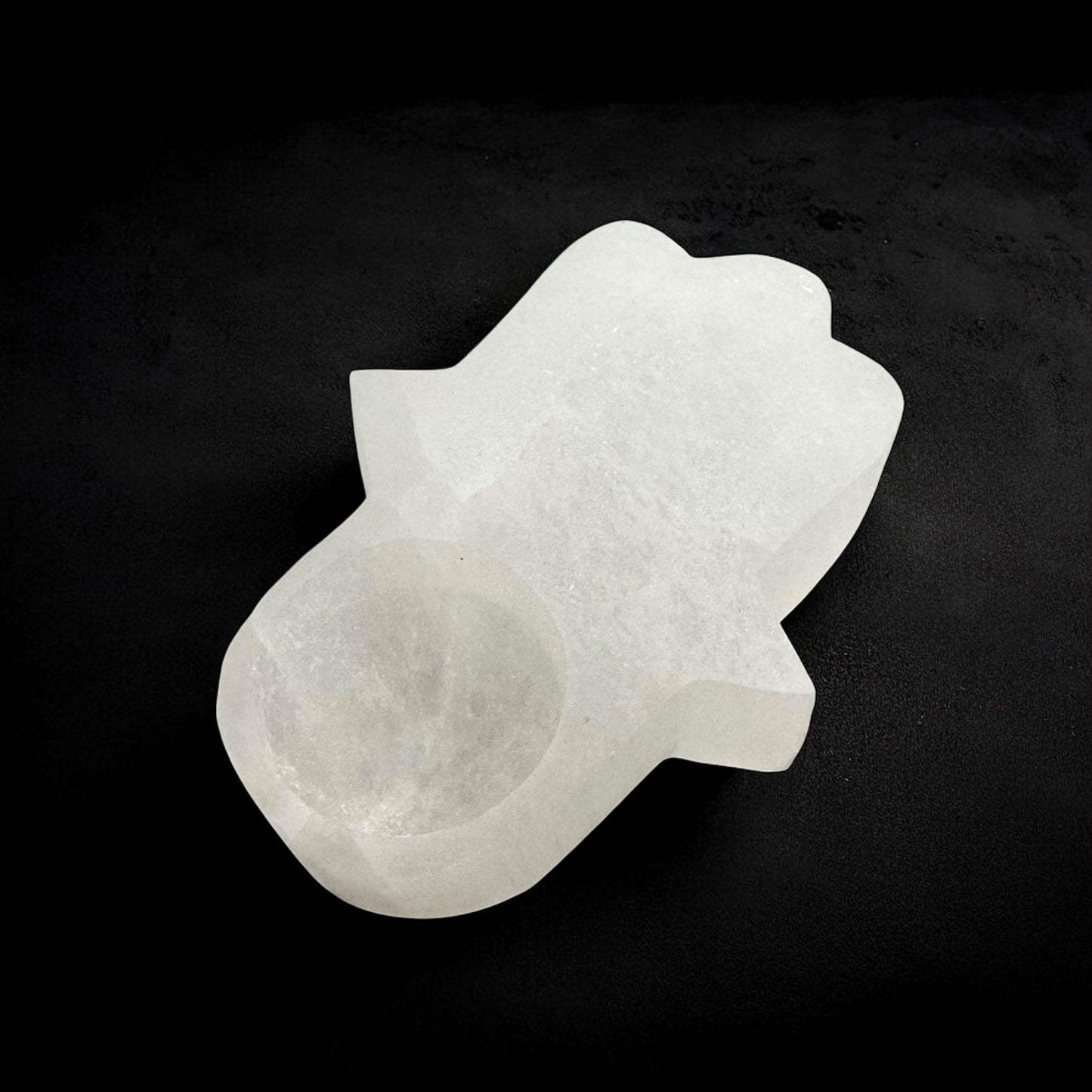Hamsa Hand Selenite Crystal Candle Holder