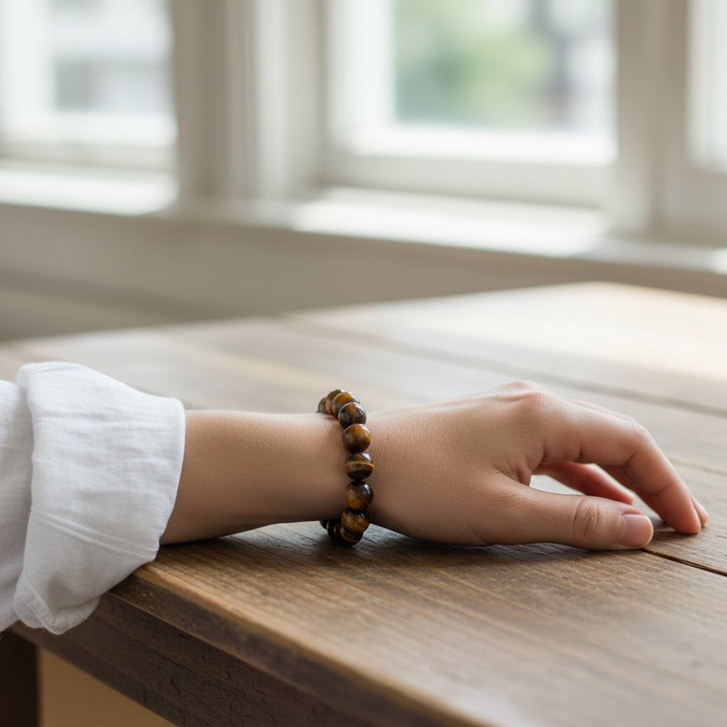 Tiger's Eye Crystal Beaded Bracelet (~16mm)