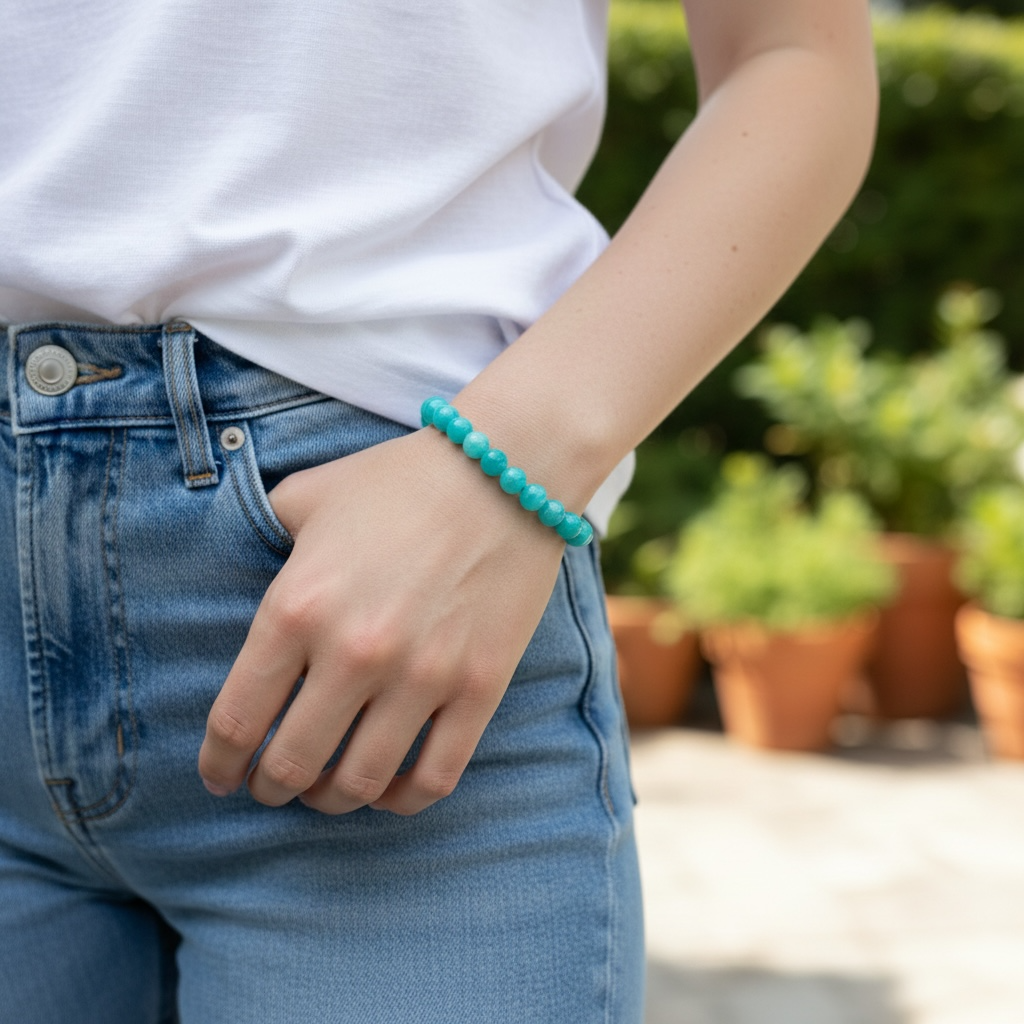 Amazonite Crystal Beaded Bracelet (8 mm)