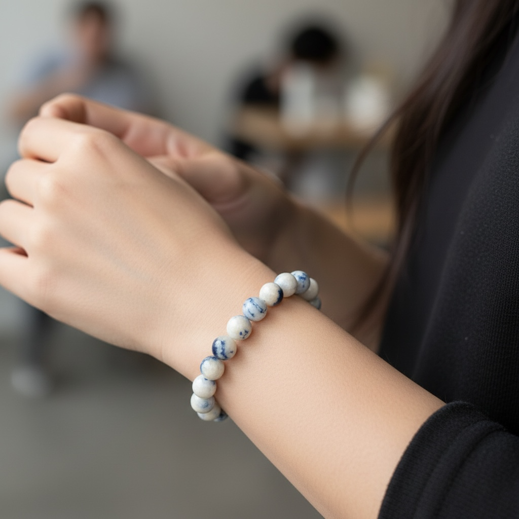 Dumortierite In Quartz Crystal Beaded Bracelets