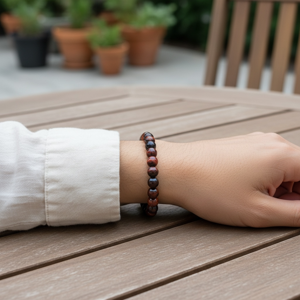 Red Tiger's Eye Crystal Beaded Bracelet (8mm)