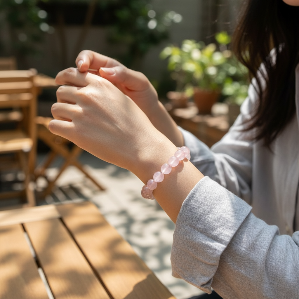 玫瑰石英串珠手鍊