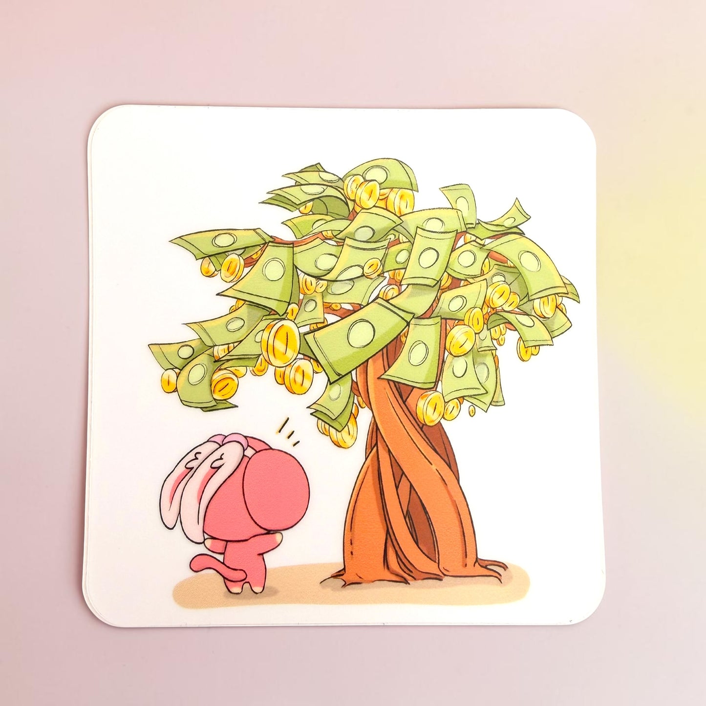 Abundantia is Bored Water Proof Vinyl Sticker (Money Tree)