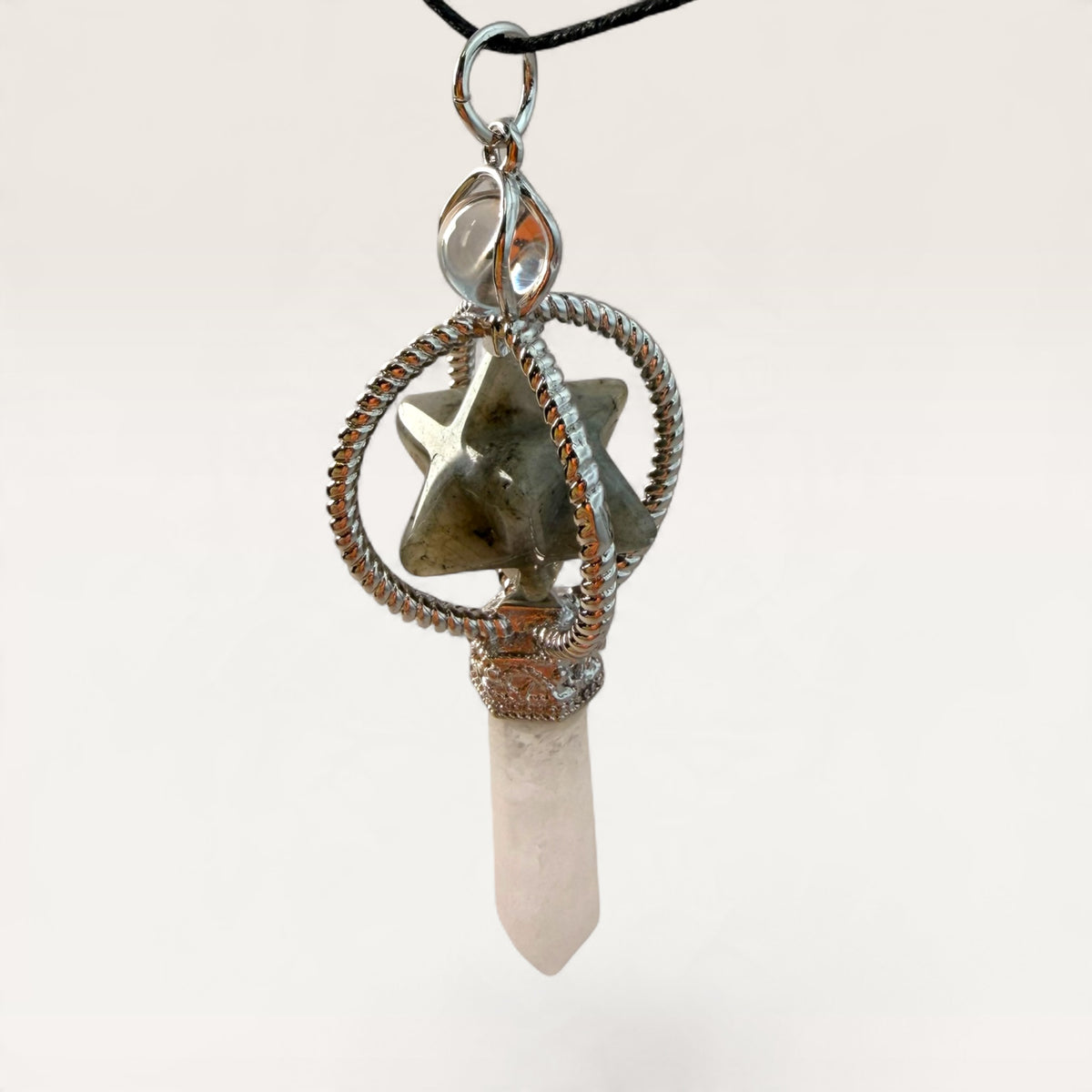 Labradorite Merkaba & Clear Quartz Pendulum/Pendant