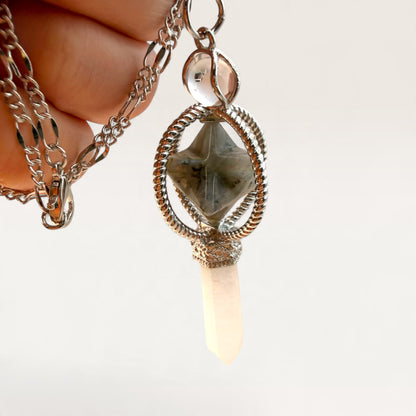 Labradorite Merkaba & Clear Quartz Pendulum/Pendant