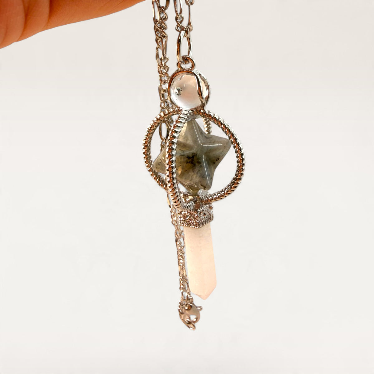 Labradorite Merkaba & Clear Quartz Pendulum/Pendant