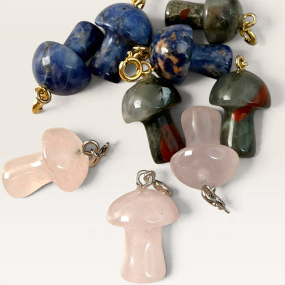 Mini Crystal Mushroom Pendant Collection