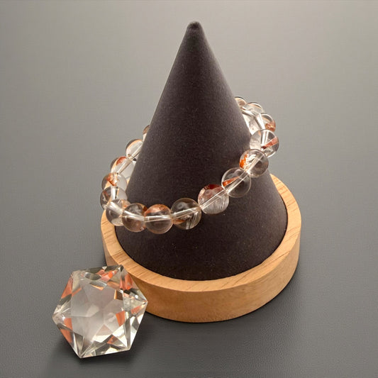 Hematite Included Clear Quartz Crystal Beaded Bracelets