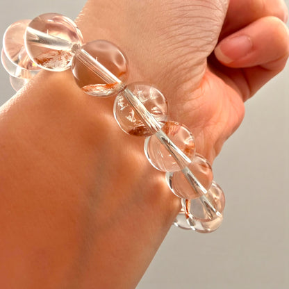 Hematite Included Clear Quartz Crystal Beaded Bracelets