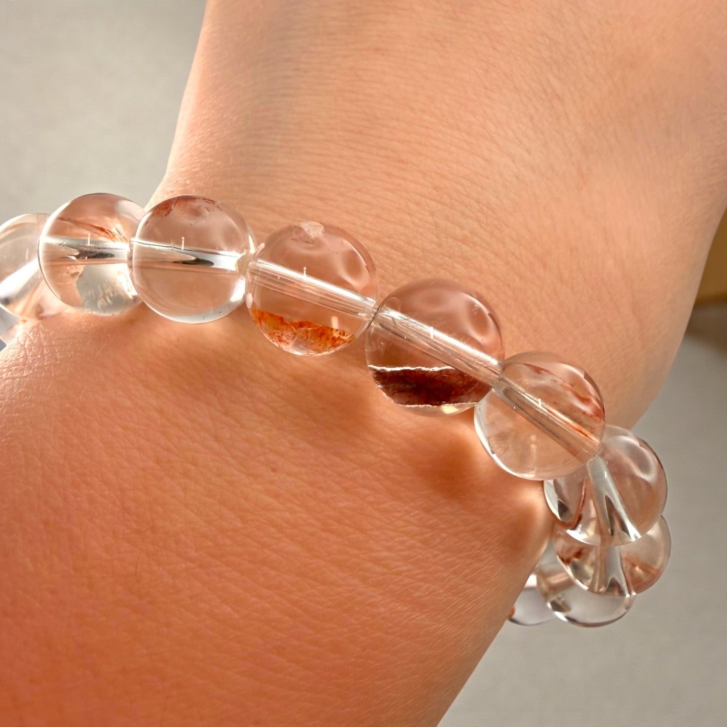 Hematite Included Clear Quartz Crystal Beaded Bracelets