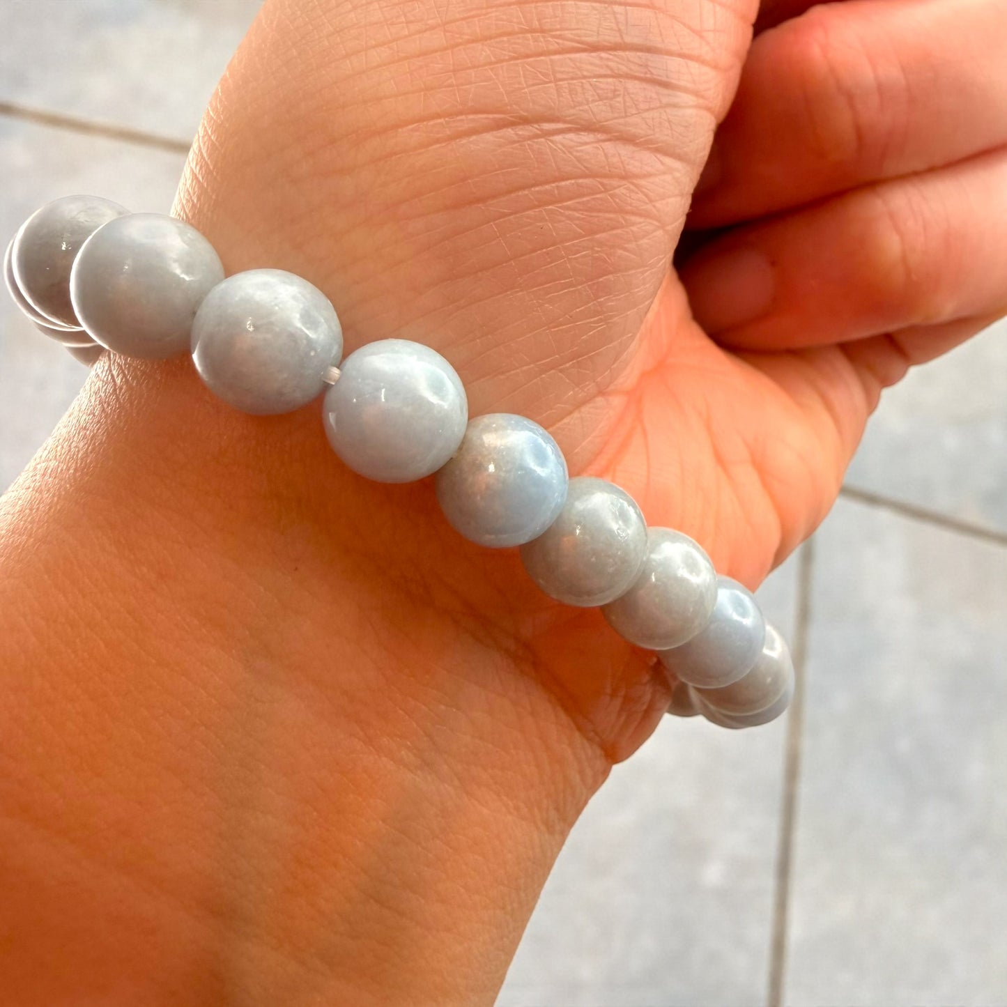 Angelite Crystal Beaded Bracelet