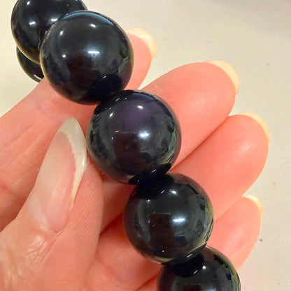 Rainbow Sheen Obsidian Crystal Beaded Bracelets (~16 mm)