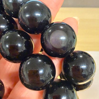 Rainbow Sheen Obsidian Crystal Beaded Bracelets (~16 mm)