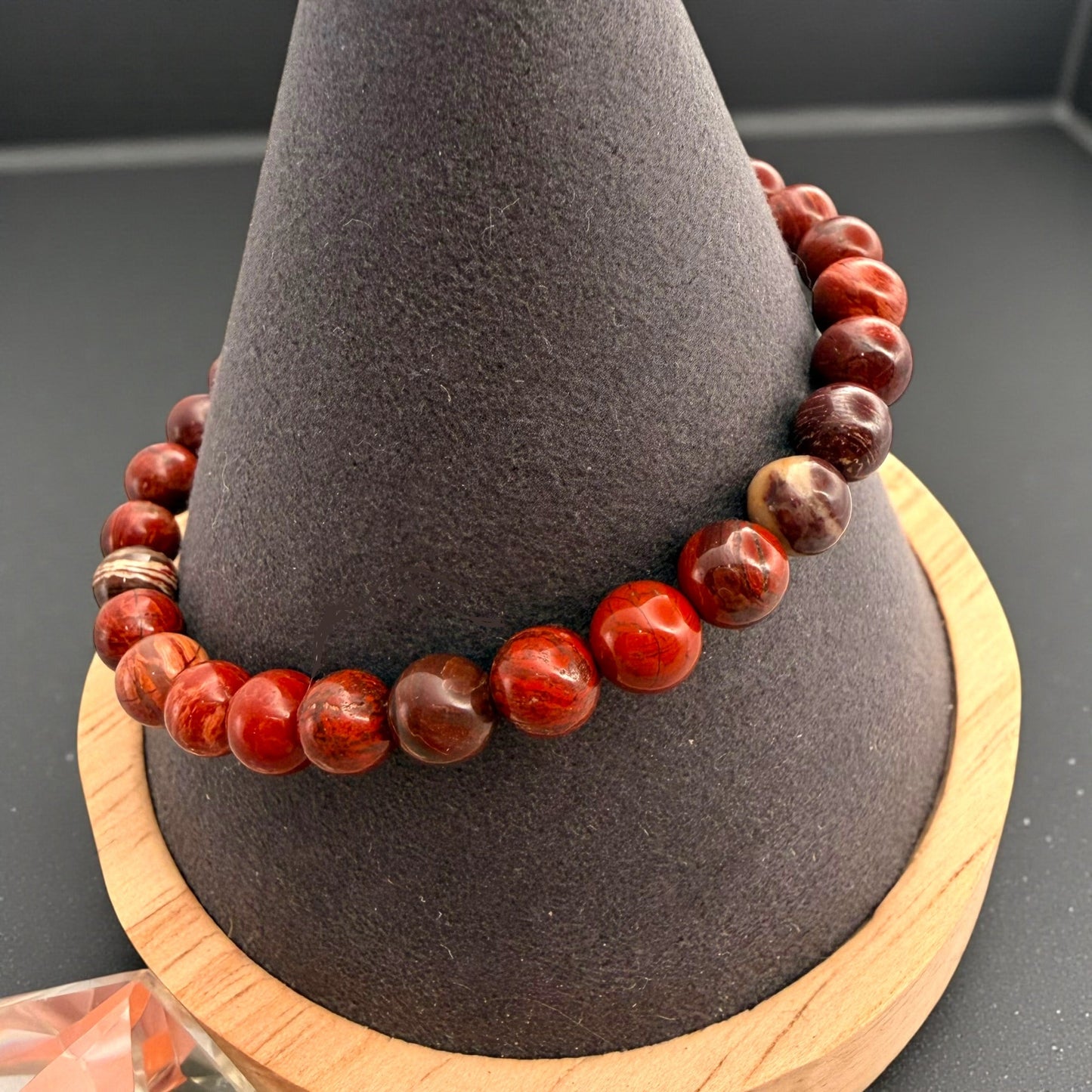 曲折紅碧玉串珠手鍊