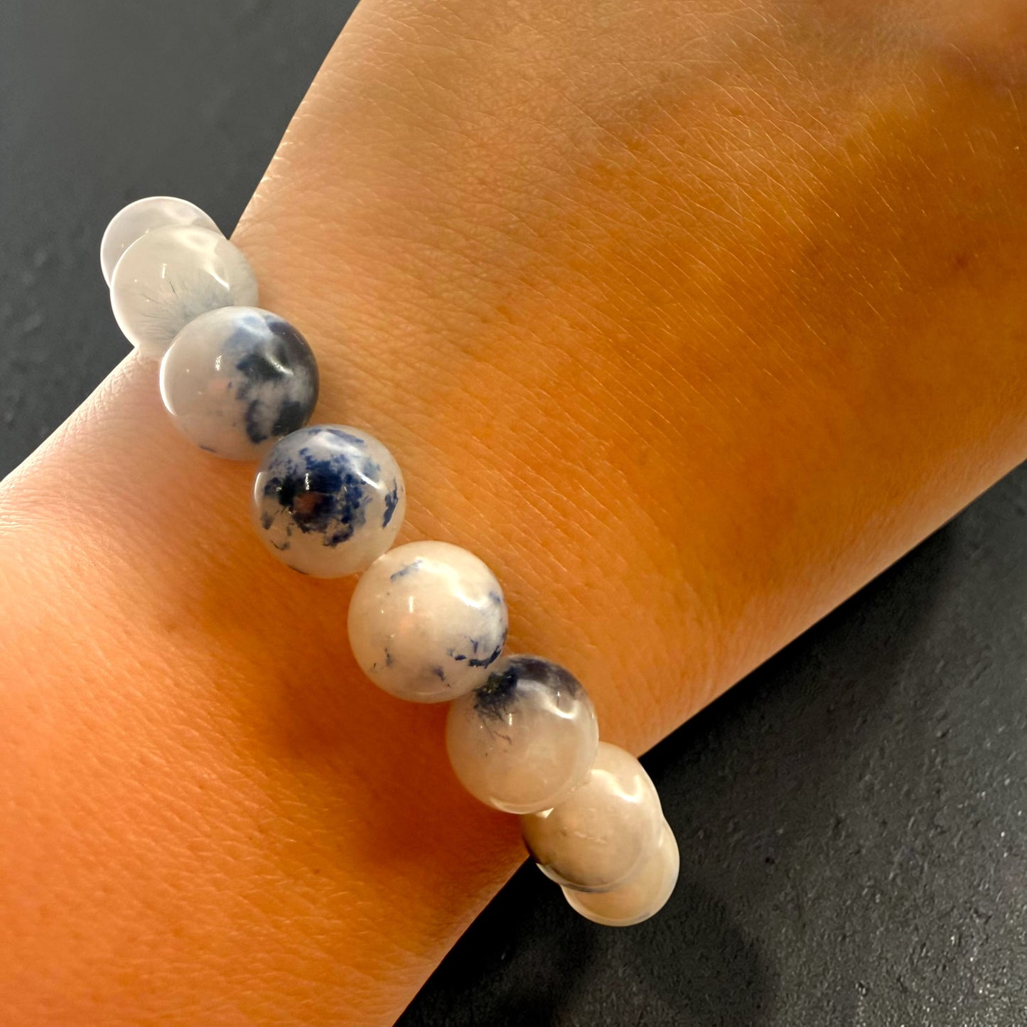 Dumortierite In Quartz Crystal Beaded Bracelets