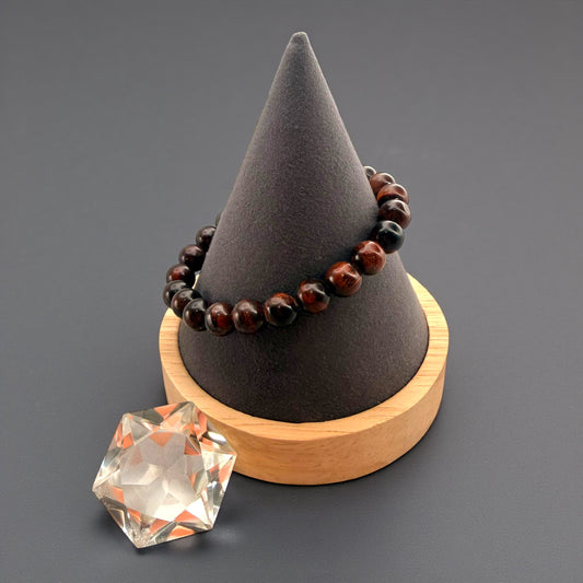 Red Tiger's Eye Crystal Beaded Bracelet (8mm)