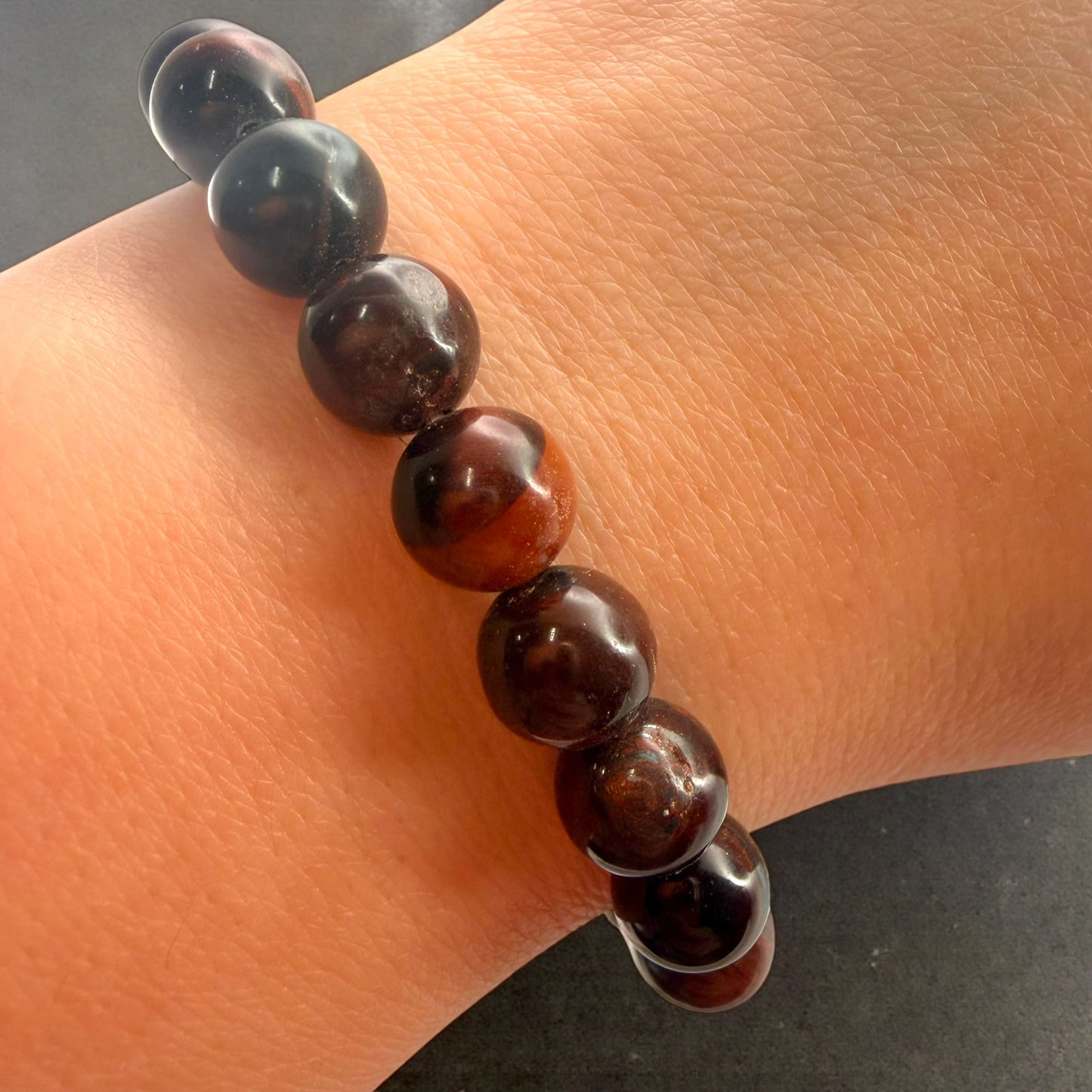 Red Tiger's Eye Crystal Beaded Bracelet (8mm)