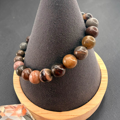 Petrified Wood Crystal Beaded Bracelet (8mm)