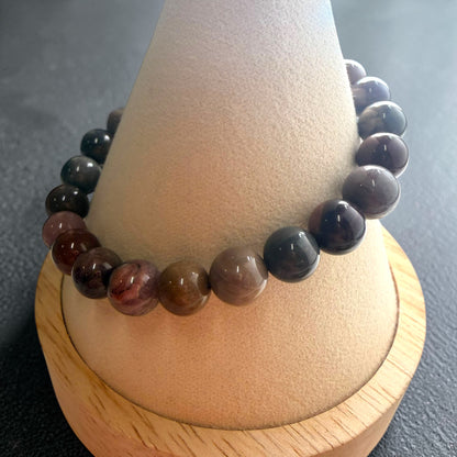 Petrified Wood Crystal Beaded Bracelet (8mm)