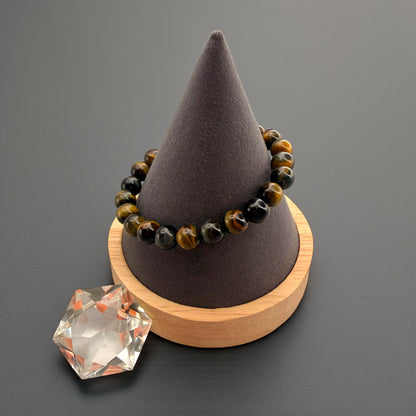 Blue Tiger's Eye Crystal Beaded Bracelet