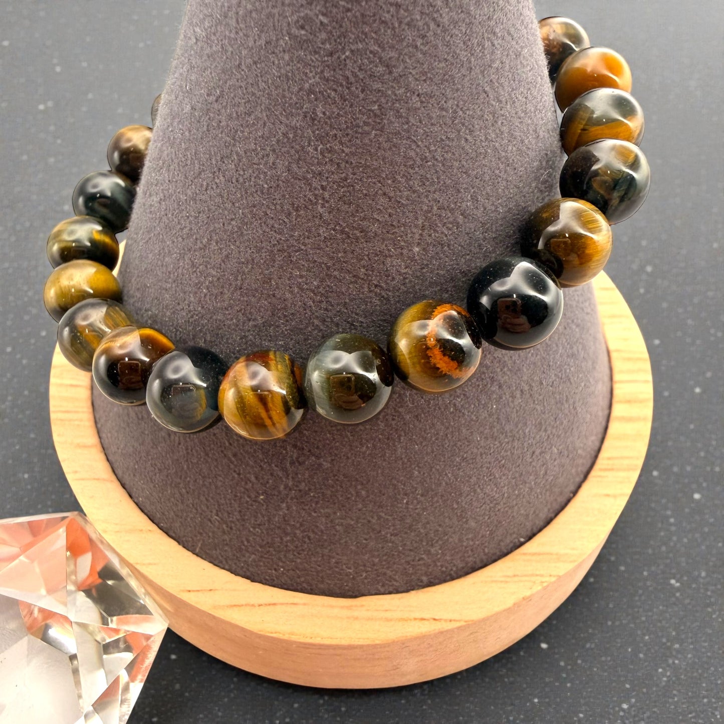 Blue Tiger's Eye Crystal Beaded Bracelet
