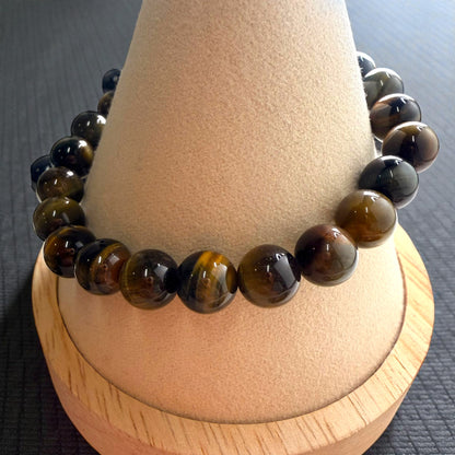 Blue Tiger's Eye Crystal Beaded Bracelet