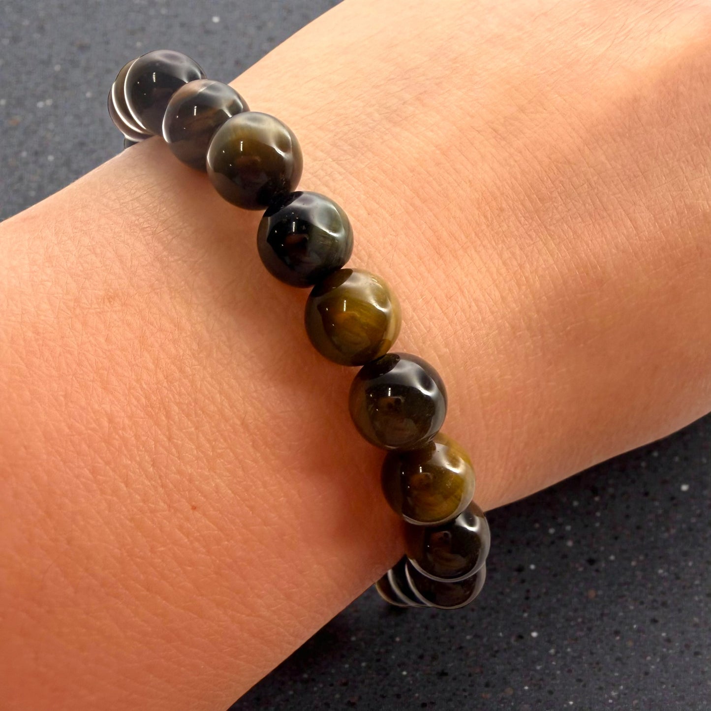 Blue Tiger's Eye Crystal Beaded Bracelet