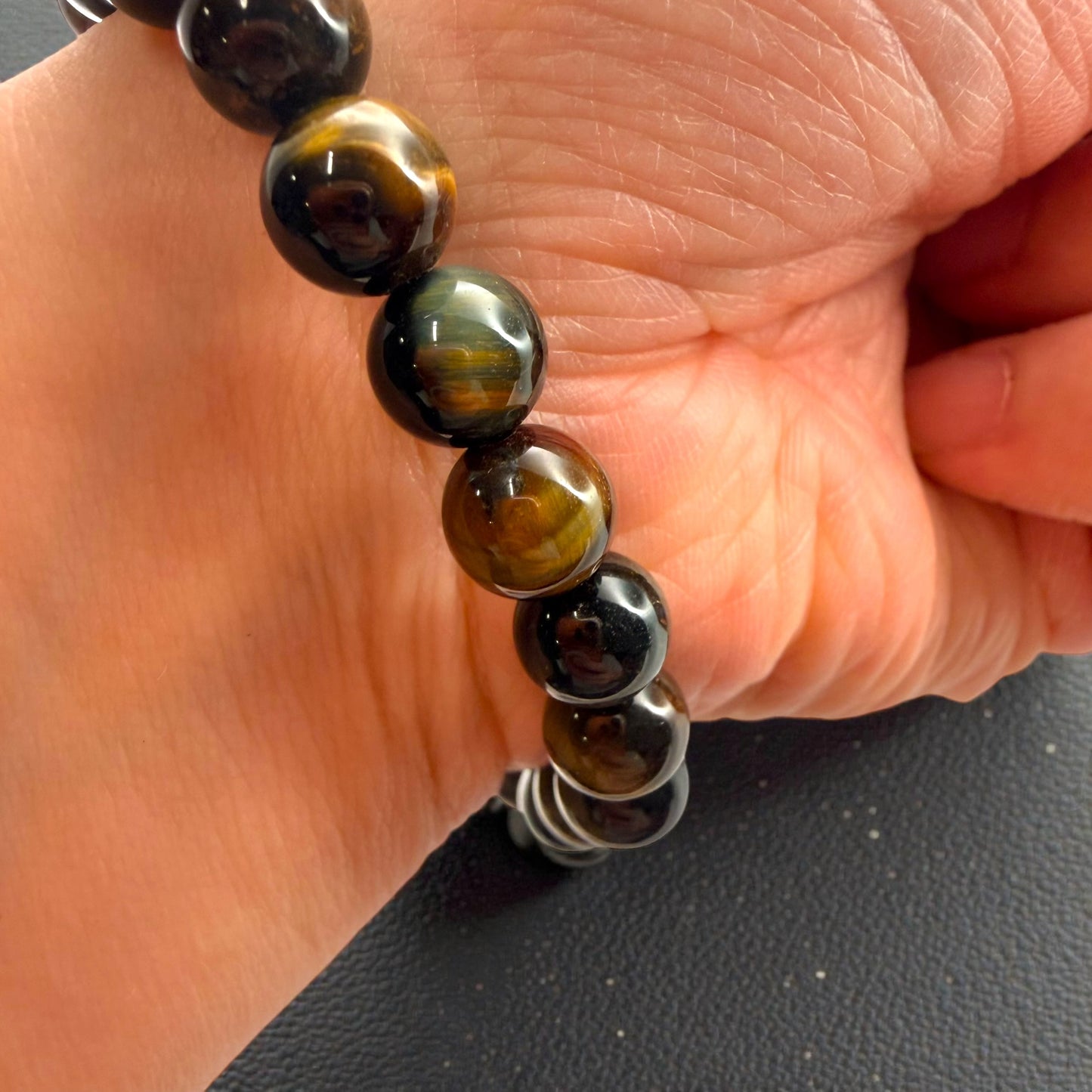 Blue Tiger's Eye Crystal Beaded Bracelet
