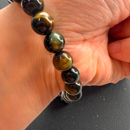 Blue Tiger's Eye Crystal Beaded Bracelet
