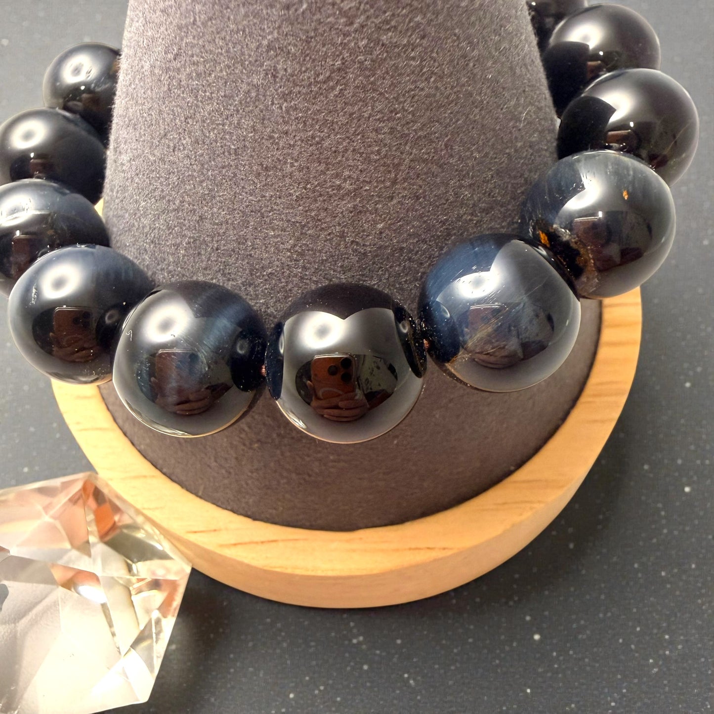 Blue Tiger's Eye Crystal Beaded Bracelet