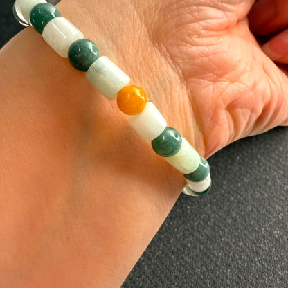 Muti-Color Burmese Jade Beaded Bracelet