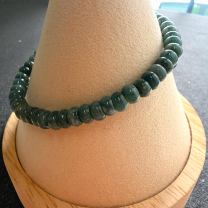 Premium Roundel Green Burmese Jade Beaded Bracelet