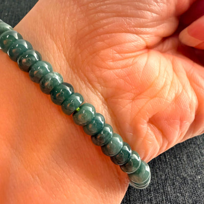 Premium Roundel Green Burmese Jade Beaded Bracelet