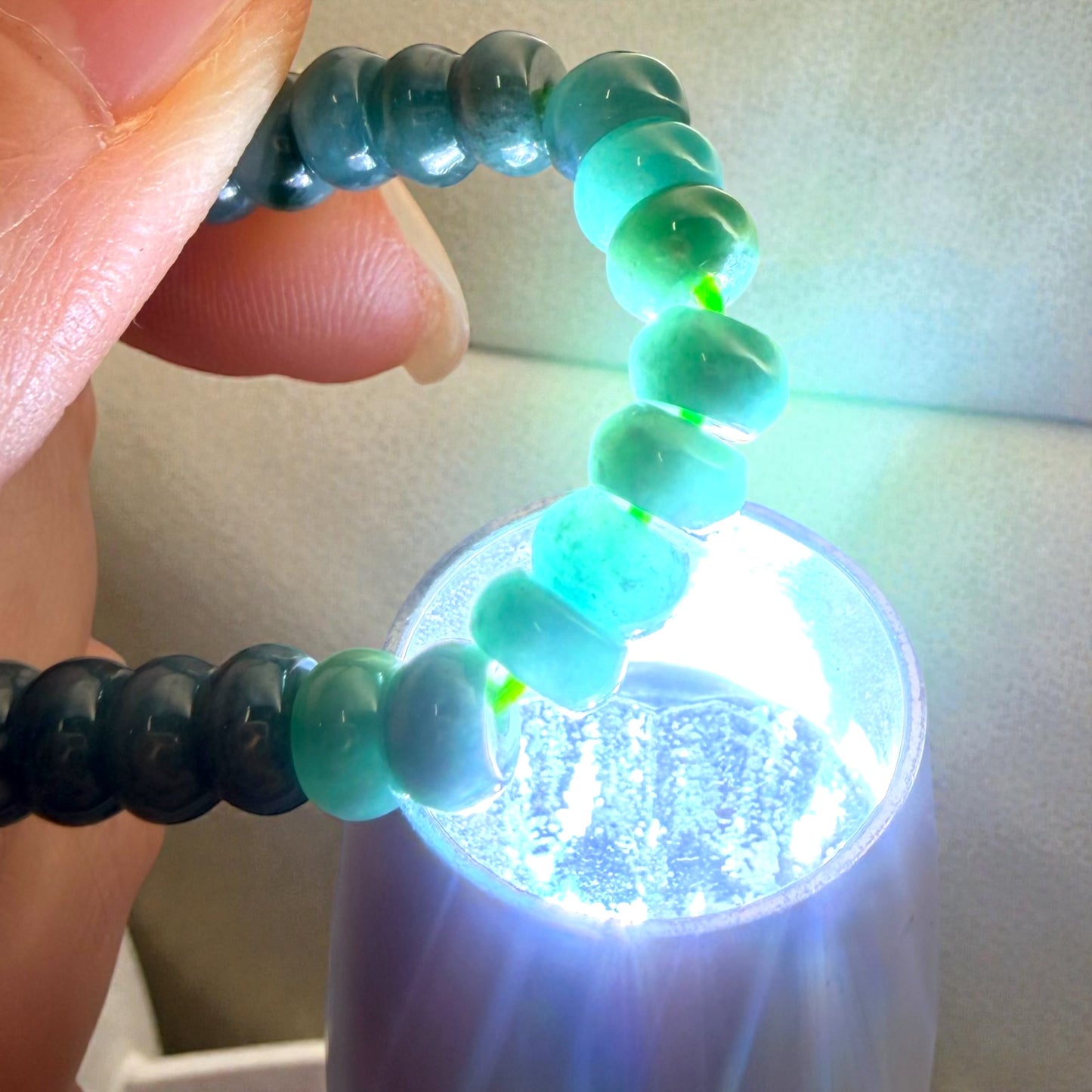 Premium Roundel Green Burmese Jade Beaded Bracelet