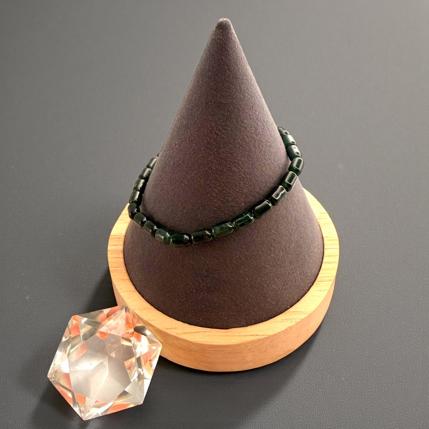 Rice Green Burmese Jade Beaded Bracelet