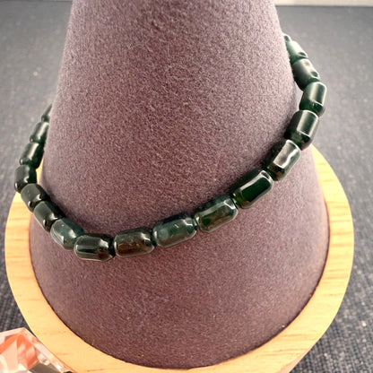 Rice Green Burmese Jade Beaded Bracelet