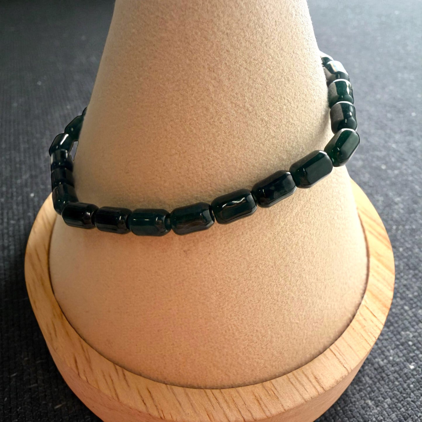 Rice Green Burmese Jade Beaded Bracelet