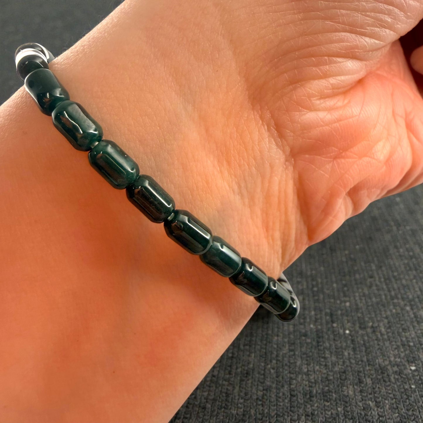 Rice Green Burmese Jade Beaded Bracelet