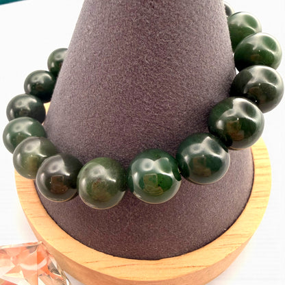 Canadian Green Jade Beaded Bracelet