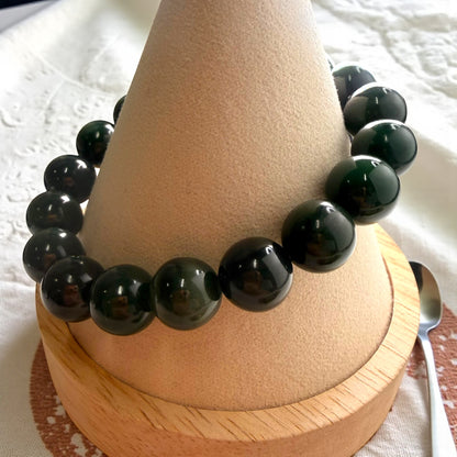 Canadian Green Jade Beaded Bracelet