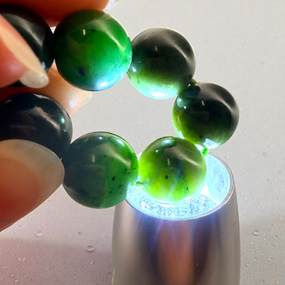 Canadian Green Jade Beaded Bracelet