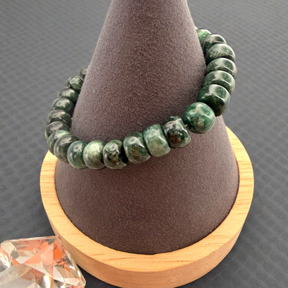Roundel Green Burmese Jade Beaded Bracelet