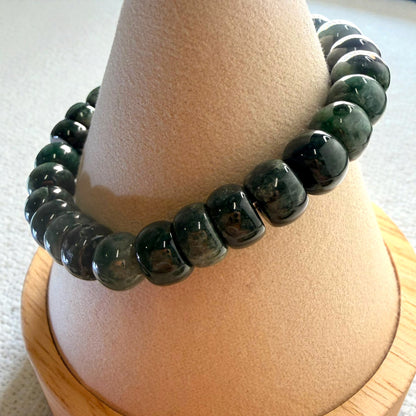 Roundel Green Burmese Jade Beaded Bracelet