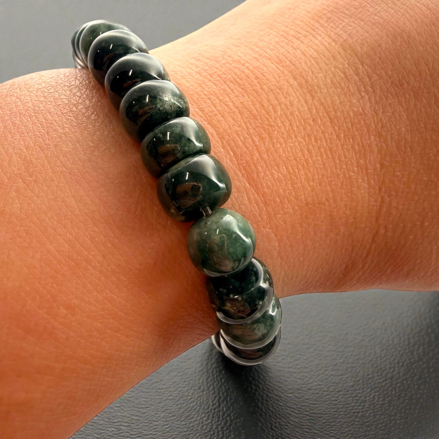 Roundel Green Burmese Jade Beaded Bracelet