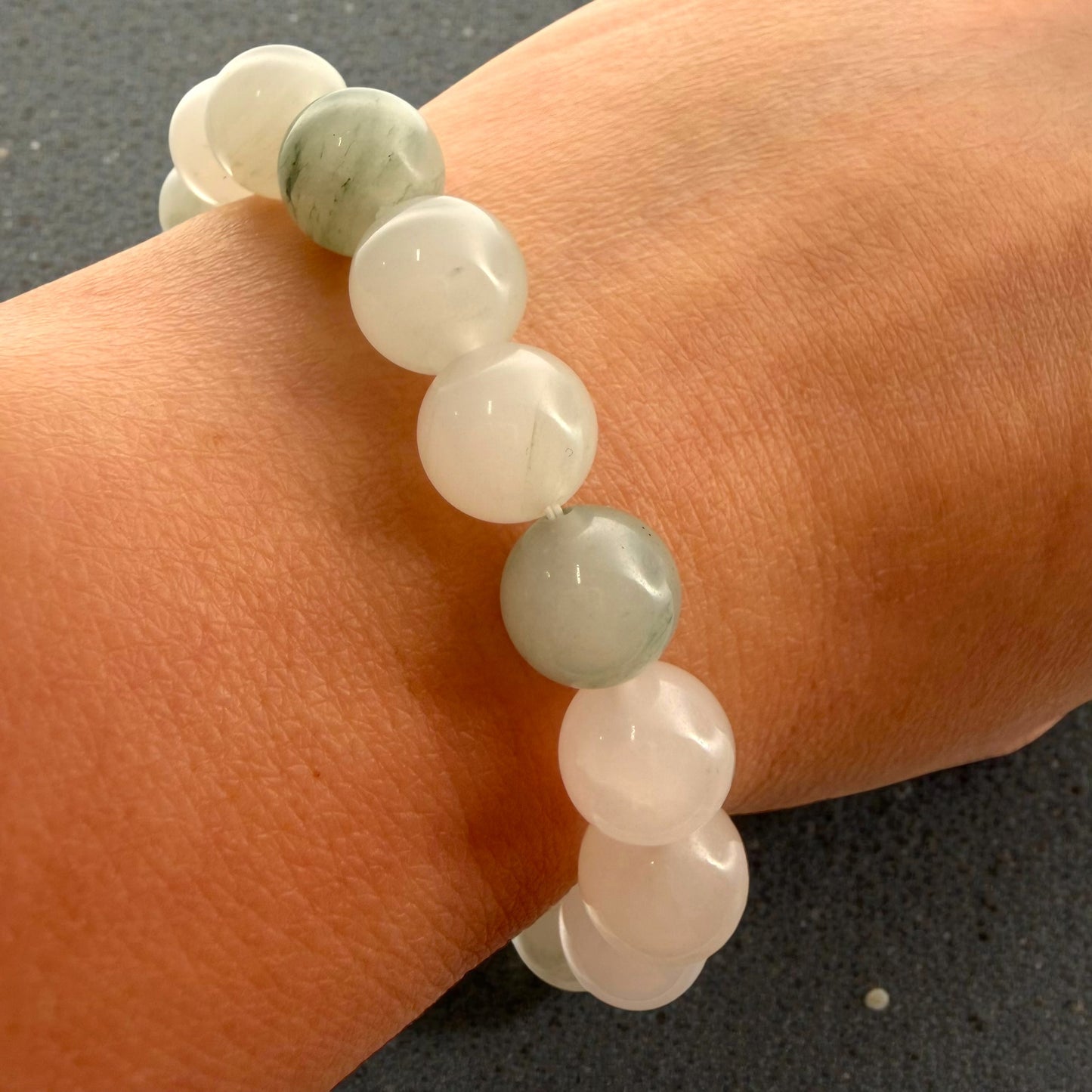 Canadian Nephrite White Jade Beaded Bracelet