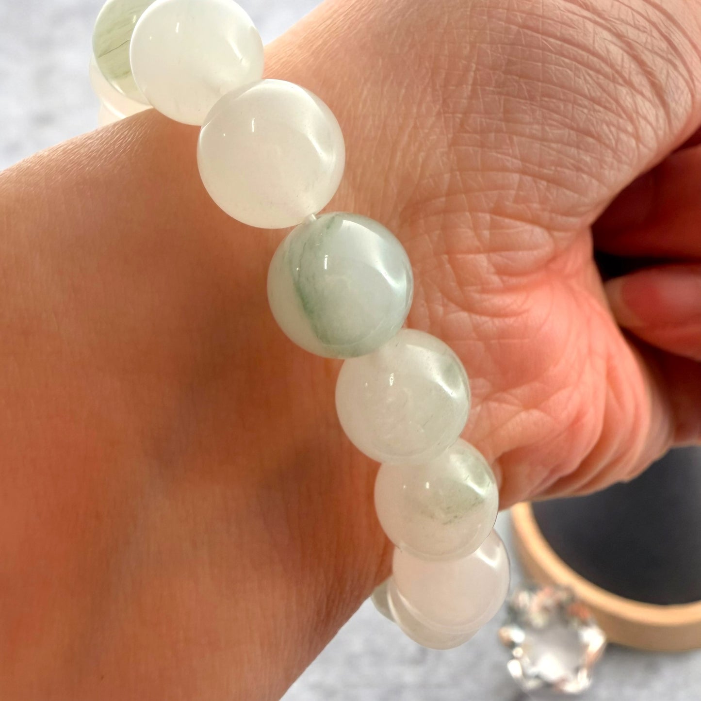 Canadian Nephrite White Jade Beaded Bracelet